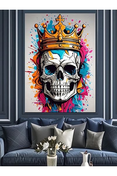 Tablomega Pânză decorativă Crowned King Skull - MDF Lemn