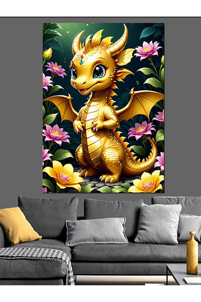 Tablomega Canvas Decorativ Puppy Golden Dragon - Lemn MDF