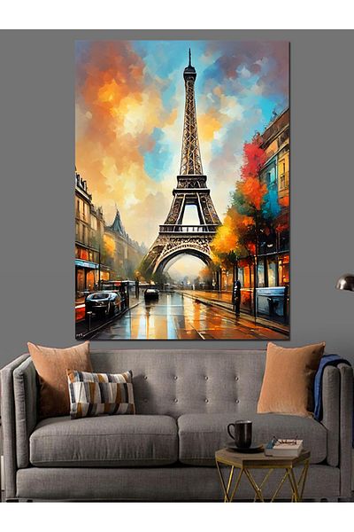 Tablomega Pânză decorativă retro Turnul Eiffel - Lemn MDF