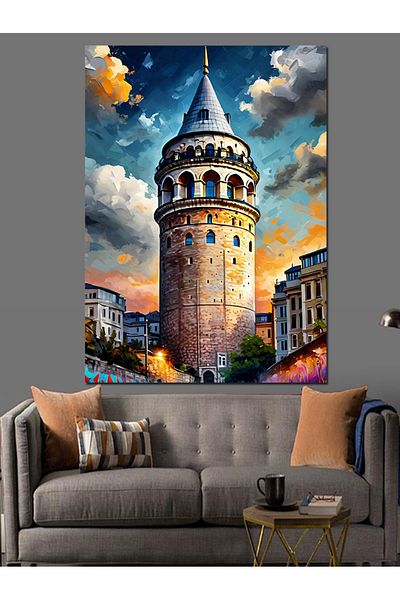 Tablomega Turnul Galata Istanbul Pânză Decorativă - Lemn MDF