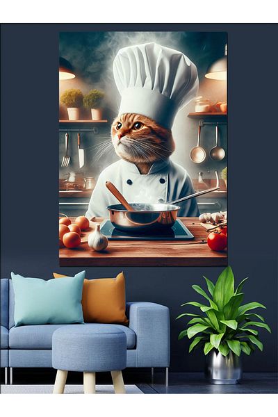 Tablomega Pânză decorativă Cook Cat - Lemn MDF