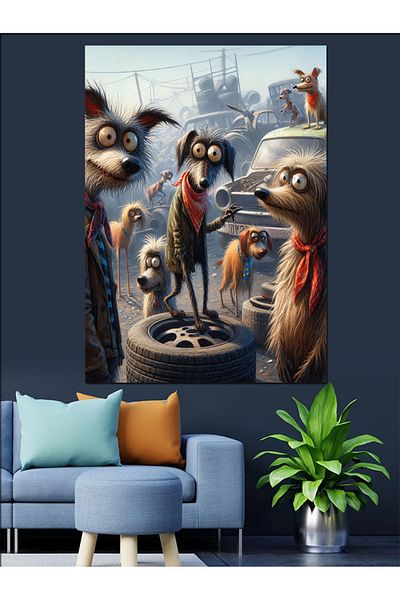 Tablomega Pânză decorativă Cute Stray Dogs - Pictură din lemn MDF