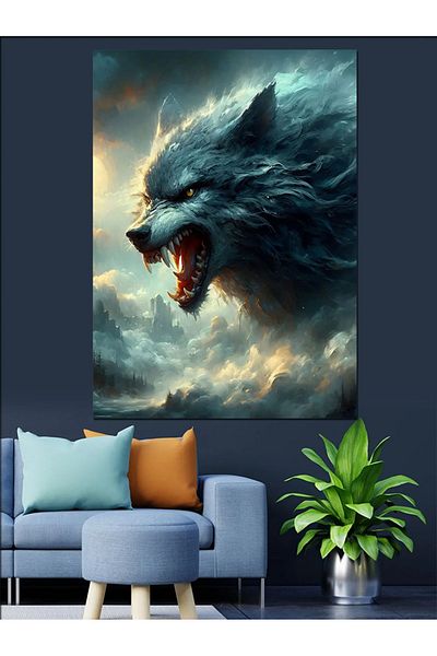 Tablomega Pânză decorativă Angry Wolf - Lemn MDF