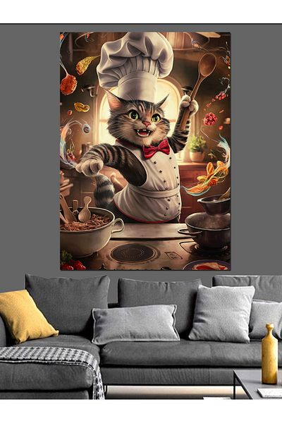 Tablomega Canvas Decorativ Tigru în Bucătărie - Lemn MDF