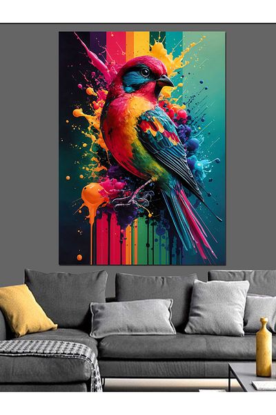 Tablomega Pânză decorativă cu pasăre colorată - Lemn MDF