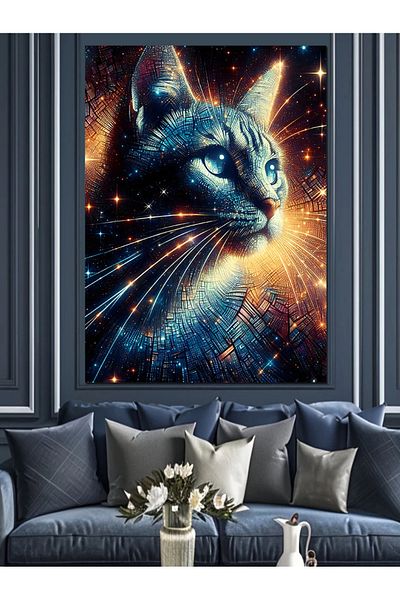 Tablomega Pânză decorativă Space And Cat - Lemn MDF