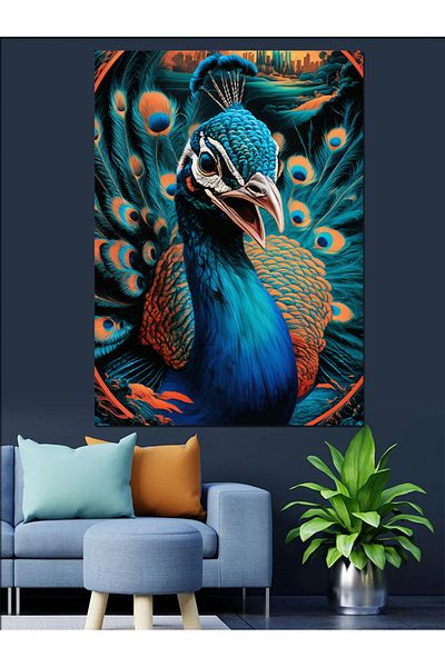 Tablomega Pânză decorativă Păun - Lemn MDF