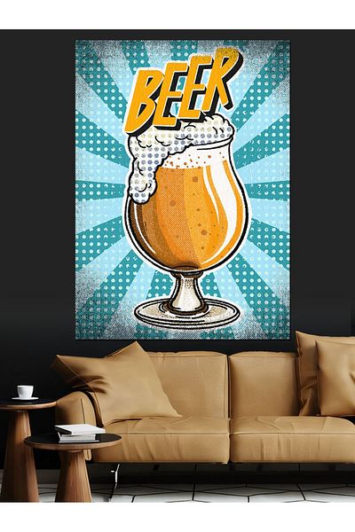 Tablomega Sparkling Beer Decorative Canvas - Mdf Wooden Table