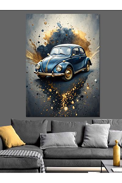 Tablomega Pânză decorativă Blue Classic Turtle Car - MDF Lemn