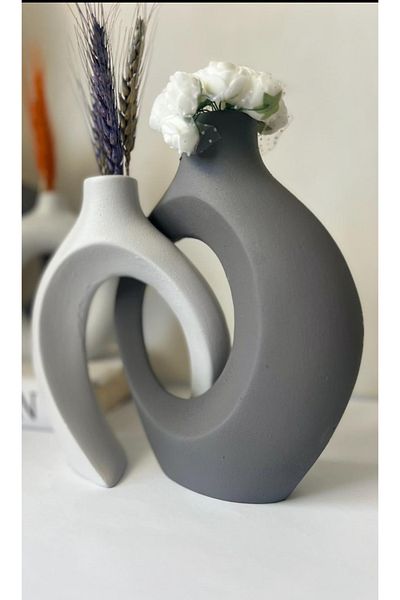 BLANJ Light Gray Dark Gray Lover Vase Set of 2