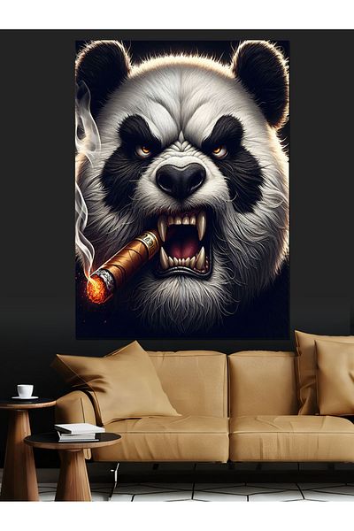 Tablomega Drinking Angry Panda Διακοσμητικός Καμβάς - Ξύλινος Τραπέζι MDF