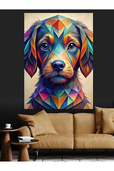 Tablomega Pânză decorativă pentru cățeluș colorat - Lemn MDF