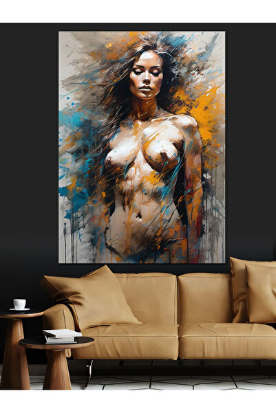 KanvasSepeti Кольоровий фон Ню Жінка Декоративна олійна фарба Фактурна Високо...