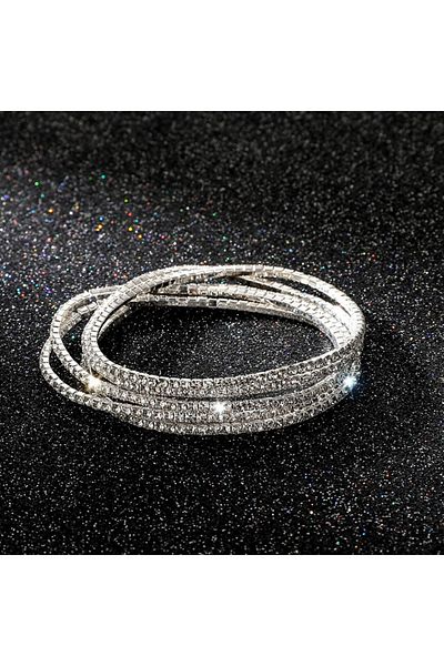 Choice A2 5pcs/lot Elastic Crystal Bracelets 2mm Charming Gold Color Crystal Rhinestones Metal Bangle Brace