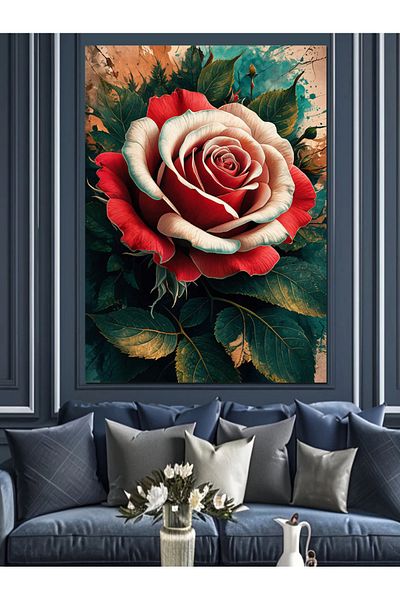 Tablomega Pânză decorativă trandafir roșu - Lemn MDF