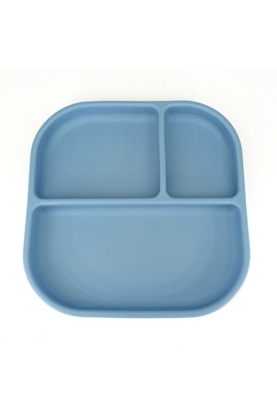Coccorito Farfurie pătrată din silicon cu compartimente, albastră