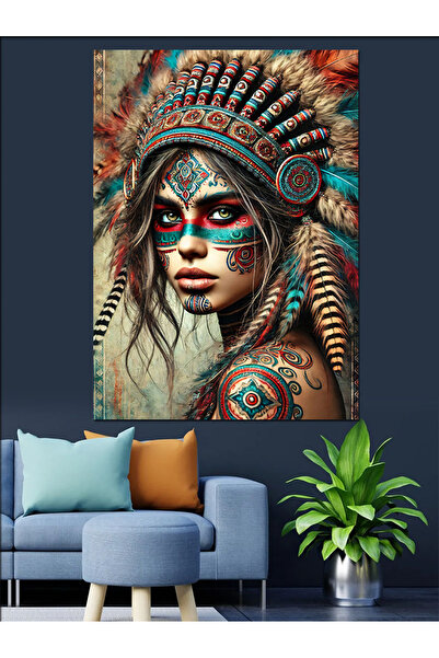 ekart Pânză decorativă portret de femeie indigenă - pictură din lemn MDF