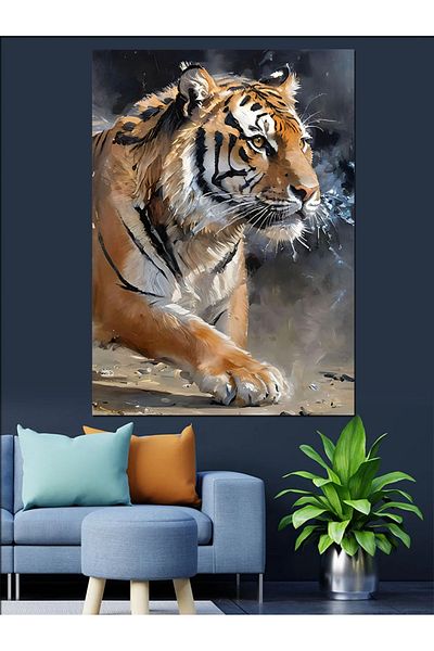 Tablomega Pânză decorativă Tiger Angry - Lemn MDF