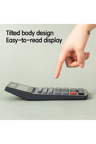 Deli E39264 14-Digit Metal Calculator - Dual Power, 150-Step Check, Tax