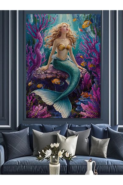 Tablomega Διακοσμητικός καμβάς Pink Corals And Mermaid - Ξύλινος πίνακας MDF