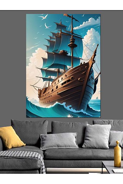 Tablomega Pânză decorativă pentru navă cu vele - Lemn MDF