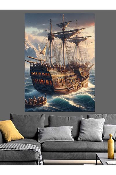 Tablomega Pânză decorativă Ottoman Navy Galleon - Lemn MDF