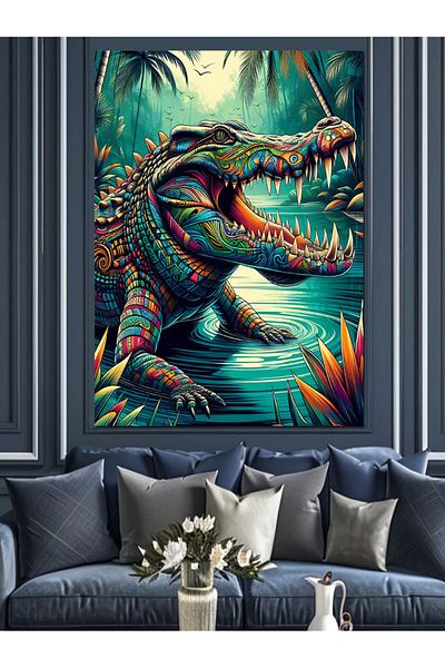 Tablomega Pânză decorativă crocodil colorată - Lemn MDF