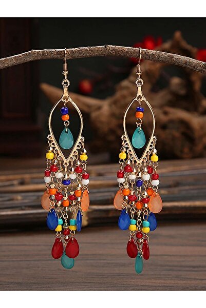 Choice ZT4514-Colour Fashionable Bohemian long tassel bead earrings, vintage ...