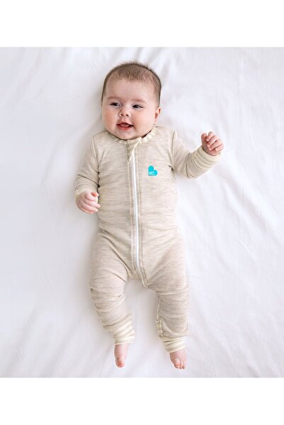 Love to Dream , Salopeta din lana merino cu fermoar, 0-3 luni, Oat