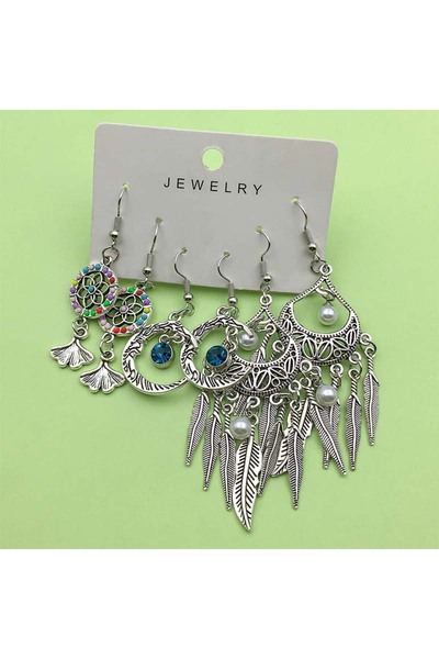 Choice ER447 3 Pairs/Set Engraved Pattern Vintage Charms Earrings, Retro Ethn...