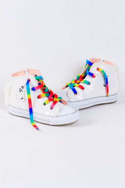 NS Little Pantofi albi pentru fete Unicorn Hologram
