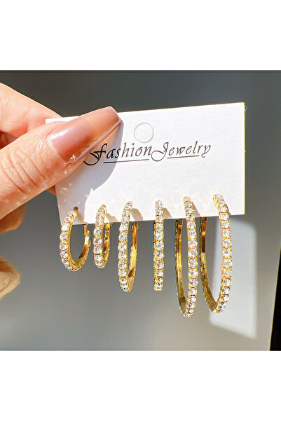 Choice WHITE 80133402-Golden 6PC Women's Fashion Trendy Copper Inlaid rhinest...