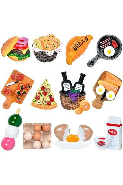COOYA 12-PCS Food Shape Fridge Magnets, 3D Resin Cute Creative,For Home Decor, Refrigerator,Magnetic Board