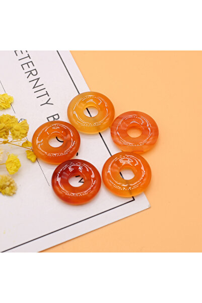 Choice Red Agate 5pc/set 18mm Natural Round Big Hole Hollow Stone Crystal Lab...