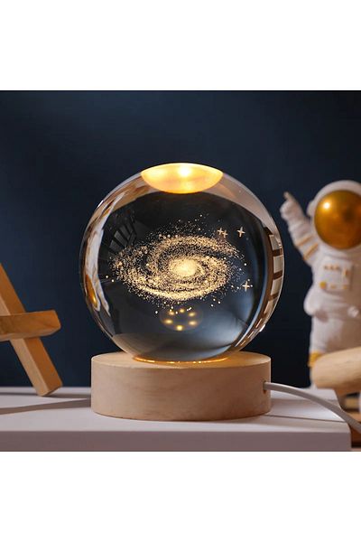 Choice 6cm ball with base Galaxy Gift Festival USB LED Night Light, Galaxy Crystal Ball Lamp, 3D Planet Moo