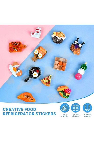 COOYA 12-PCS Food Shape Fridge Magnets, 3D Resin Cute Creative,For Home Decor, Refrigerator,Magnetic Board