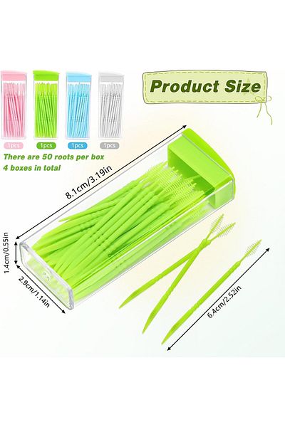 COOYA Tooth Flossing Brush, 4 Pack Silicone Material Dual-Head Design, Soft and Portable Clean Tool