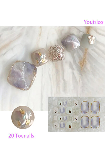 Youtrico ملصقات طلاء أظافر لامعة بـ 20 إصبعًا ذاتية اللصق DIY