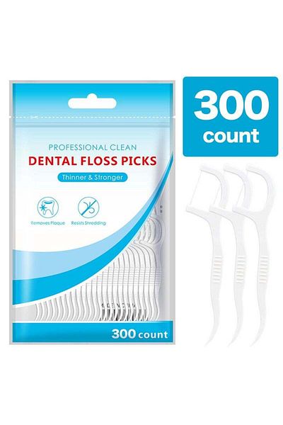 COOYA 300Pcs Dental Floss Toothpick, Teeth Stick, Tooth Picks, Floss Picks, Teeth Cleaning, Family Size