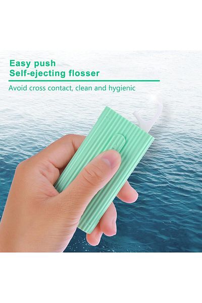 COOYA 2 Pcs Portable Dental Floss Case, Refillable Dental Floss Pick Organizer Case(Green+White)