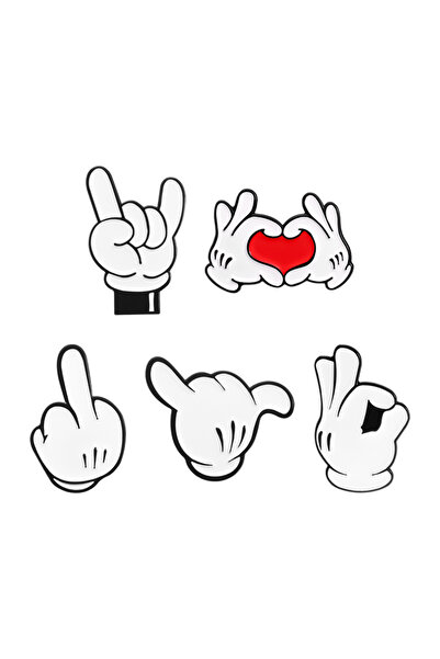 Choice دبوس مينا مزين برسومات كرتونية على شكل لفتة إصبع "أحبك" دبوس معدني مبت...