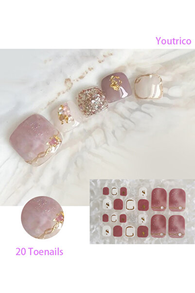 Youtrico ملصقات طلاء أظافر لامعة بـ 20 إصبعًا ذاتية اللصق DIY