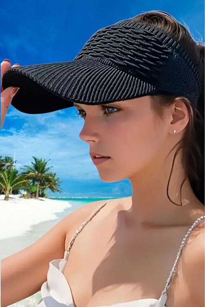 Uniquetrenders Women's Knitted Textured Uv Protection Summer Visor Hat