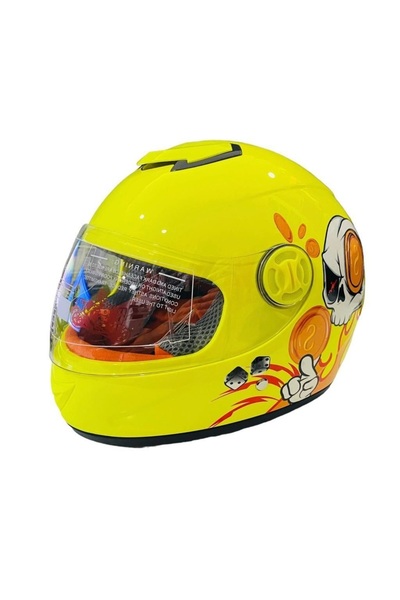 MTS Full Face Motosiklet Çocuk Kaskı K1 Skull Yellow