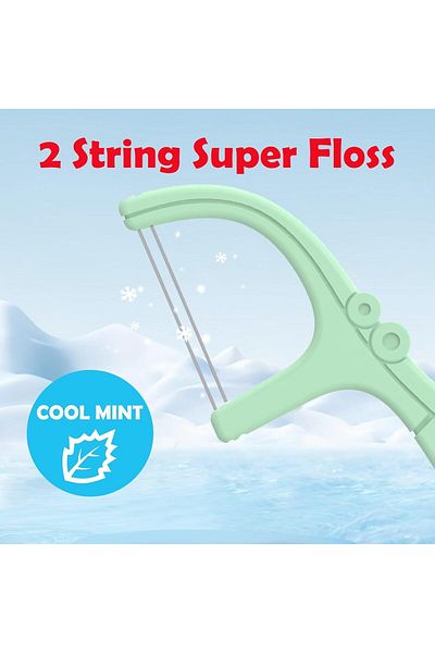 COOYA Twin-Line Floss Picks, Flosser for Teeth 2 Handy Case 104 Count Mint Flavor Dental Flossers