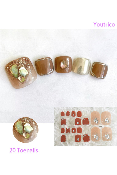 Youtrico ملصقات طلاء أظافر لامعة بـ 20 إصبعًا ذاتية اللصق DIY