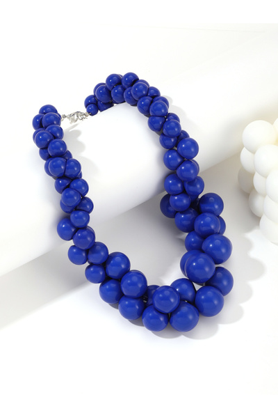 Choice قلادة من الخرز الأزرق الملون بأحجام مختلفة، مجوهرات عصرية للسيدات، ضرو...