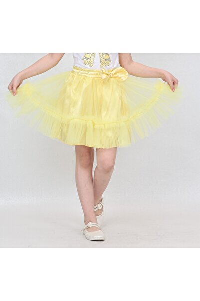 Çello mello Kız Çocuk Fırfır Detaylı Fiyonklu Tül Tütü Etek 23 nisan 29 ekim 10 kasım gösteri