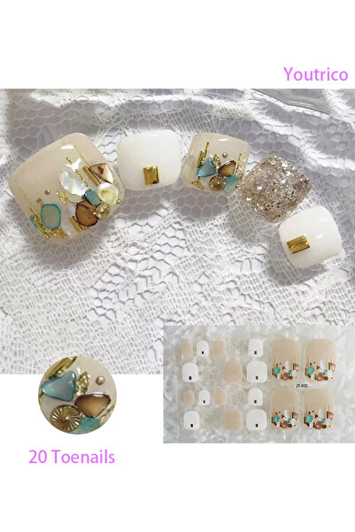Youtrico ملصقات طلاء أظافر لامعة بـ 20 إصبعًا ذاتية اللصق DIY