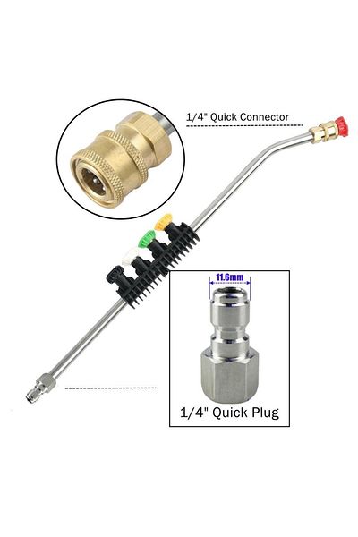 Choice Stainless Steel 1/4" Quick Release Connector Extension Wand Lance Rod 50cm With 5 Sprayer Nozzles